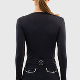 Bluvea Women's Perforated Long Sleeve Crew Neck