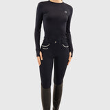 Bluvea Women's Perforated Long Sleeve Crew Neck