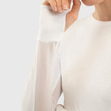 Bluvea Women's Perforated Long Sleeve Crew Neck