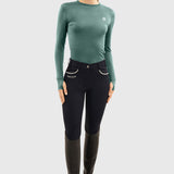 Bluvea Women's Perforated Long Sleeve Crew Neck